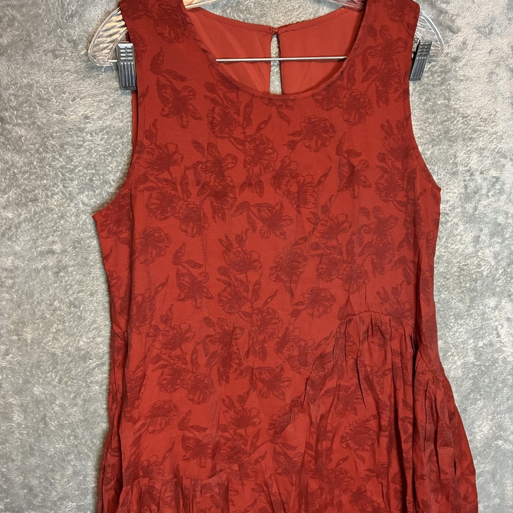 Womens Asymmetrical Midi Dress L Drop Waist Lagenlook Peasant Fall Shabby Chic